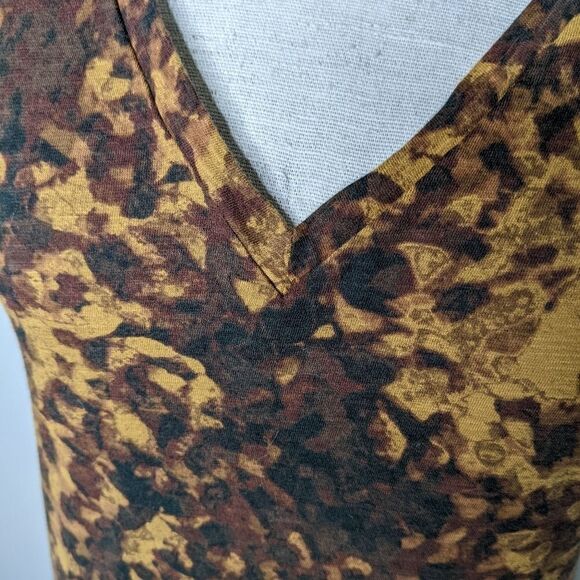 (Merona) Women's Cotton Brown Smudge Tie Dye V-neck Tee Small - Picture 5 of 6